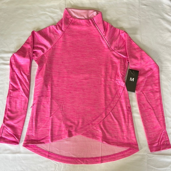 Ibkul Asymmetrical Zip PulloverTop in Hot Pink Size M - Picture 2 of 11